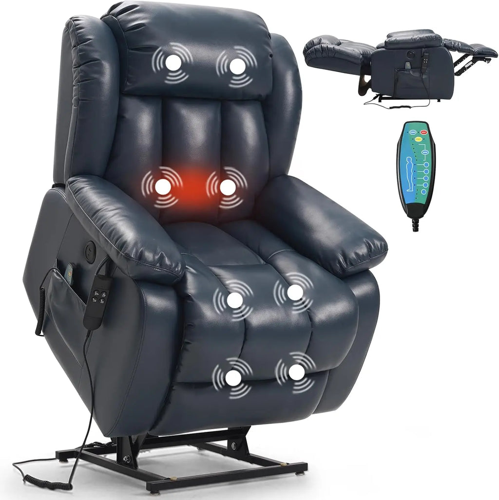 PARKOL Power Lift Recliner Chair for Elderly & Seniors, Breathable Leather Electric Recliner with Vibration Massage & Lumbar