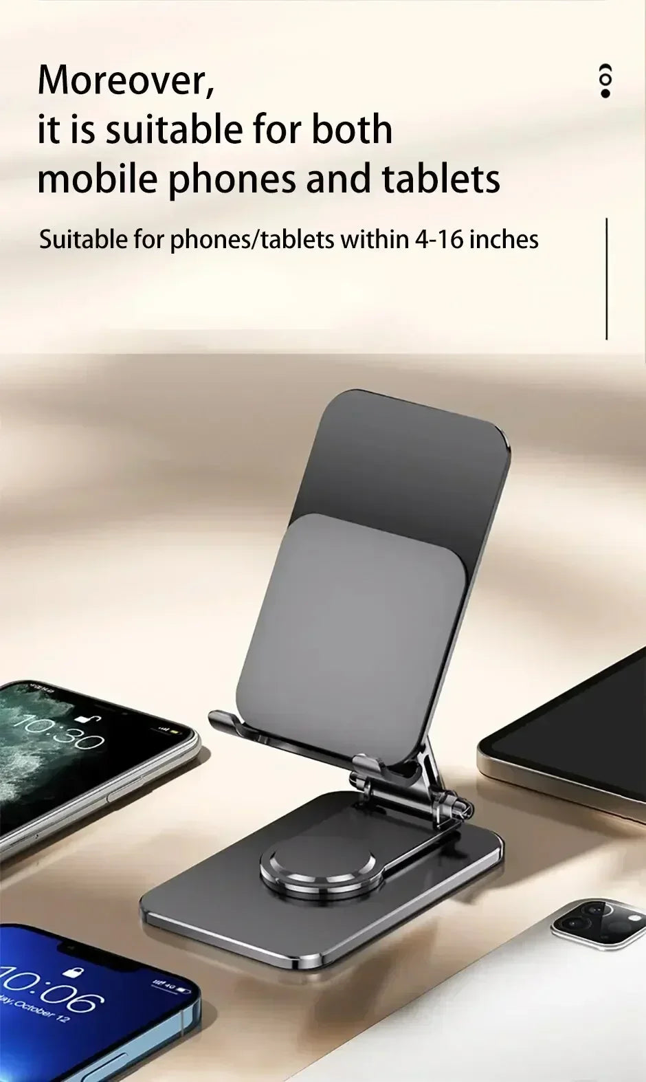 360° Rotation Metal Phone Holder Portable Foldable Desktop Tablet Stand For iPhone Samsung Xiaomi iPad Air Cellphone Bracket