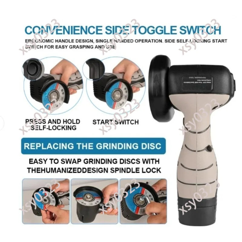 16.8V Cordless Angle Grinder Portable Lithium Battery Polishing Cutting Power Tool