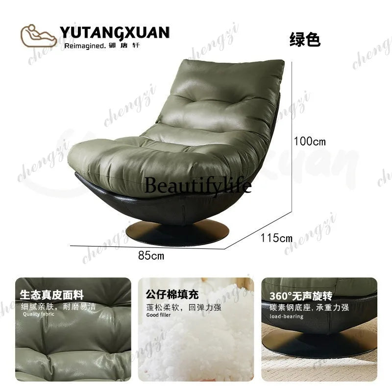 Italian minimalist sofa chair single leather art rotating leisure chair living room high-end single chair