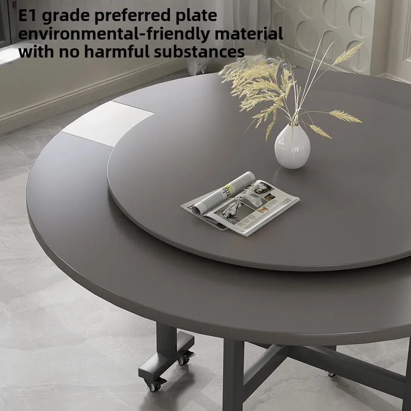 Folding dining table household 10 people small apartment foldable table rental room dining table movable Nordic simplicity