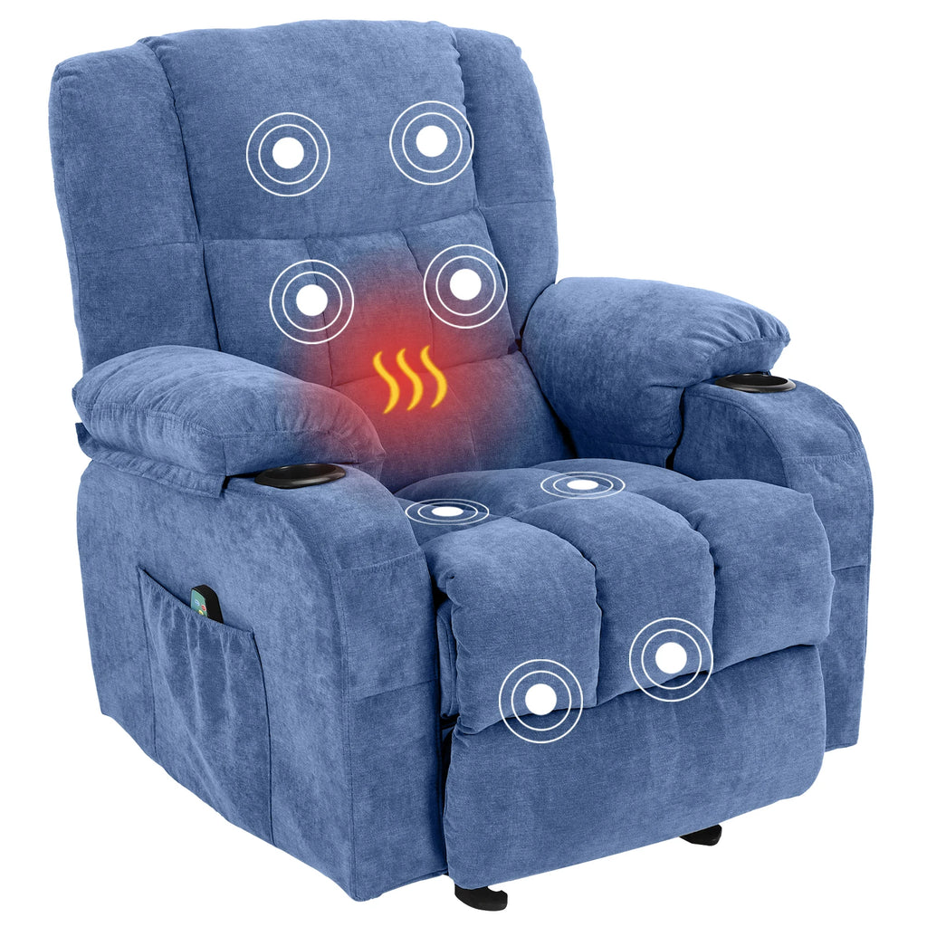 Power Level Recliner Chair with Massage and Heat ,Extended Footrest, Hand Remote Control