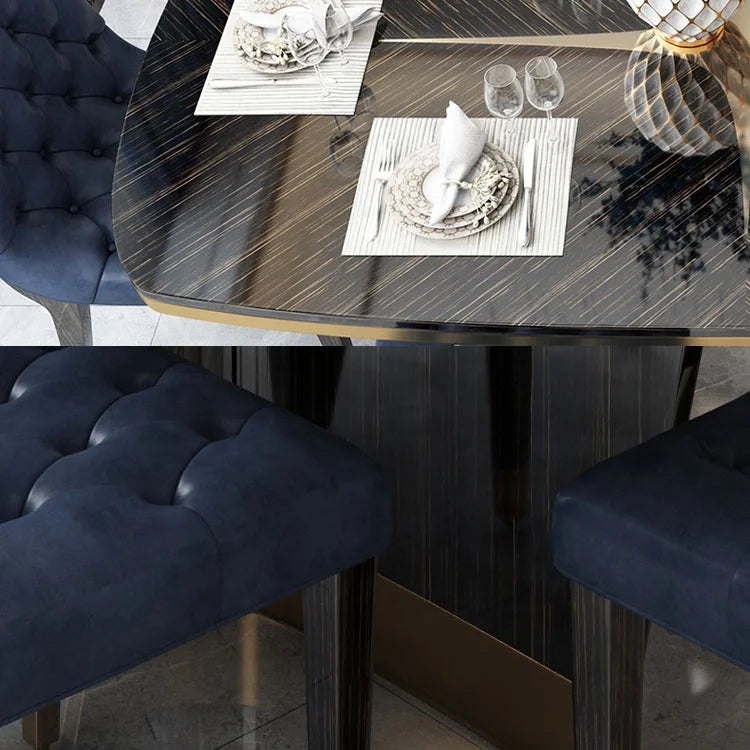 #Italian high-end restaurant furniture oval dining table set luxury 6 8 chairs modern marble dining table set