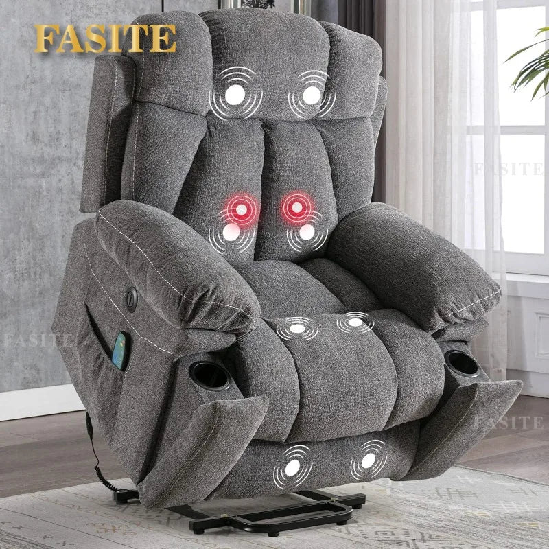 Large Power Lift Recliner Chairs with Massage and Heat for Elderly Big People