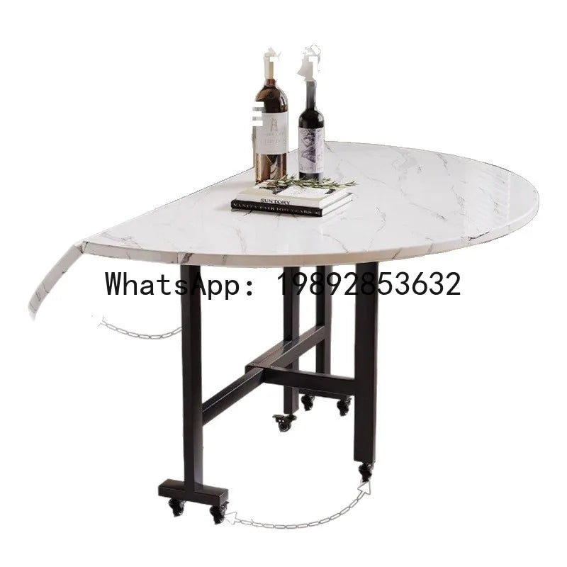 Folding Round Table for Home Rental Small Apartment Movable Folding Dining Table Large Round Table with Turntable
