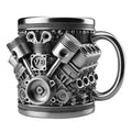 Coffee Mug Personalized Stainless Steel Mug Engine Design Punk-Style Drinking Cup Double-Wall Insulated Cup For Car Enthusiasts