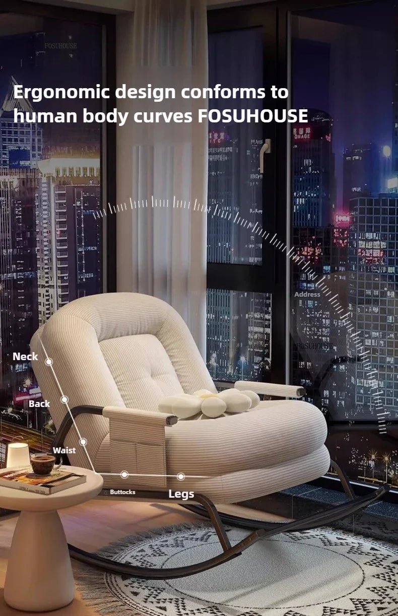 Corduroy Backrest Lazy Chair Multifunctional Comfortable Modern Creative Seating for Balcony Living Room Bedroom Apartment Small