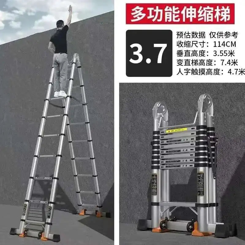 Alloy Telescopic Step Ladder Multi-functional Lifting Engineering Stairs Thickened Herringbone Ladders Folding Stairs