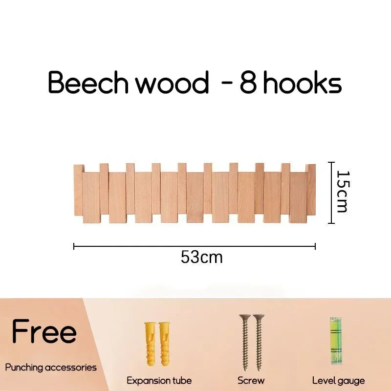 Black Walnut Coat Rack Wall Mounted Solid Wood Clothes Hooks Hallway Entrance Door Hanger Home Decor Ds Furniture Perchero