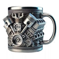 V8/V6 Engine Stainless Steel Cup 3D Piston Coffee Mug Barbecue Beer Stein Tea Cups Creative Mechanic Gifts For Car Lovers Men