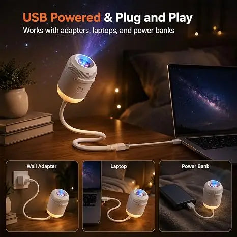 Smart Dynamic 5d Holographic Night Light Projector Galaxy Star Ocean Projector 360° Rotate Usb Dome Light For Bedroom Car Decor