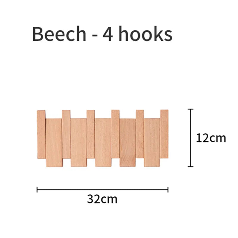 Beech and Walnut Coat Rack Wall Mounted Sticks Piano Clothes Rack Creative Hanging Doorway Entrance Cloak Rack Home Decor