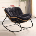 Large Rattan Rocking Chair With Thick Cushion Modern Lounge Seat For Living Room Bedroom Balcony