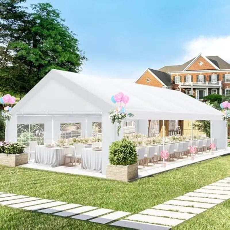 20x30 FT UV-Resistant Waterproof Outdoor Canopy Tent with Church-Style Windows Zippered Sidewalls Galvanized Steel Frame 1.5 Inc
