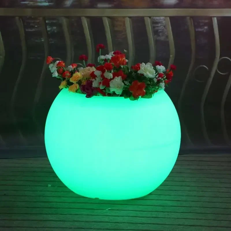 Glowing Light Outdoor Led Illuminated White Waterproof Flower Plant Pots Home Furniture Pot Changing Garden Led Flower