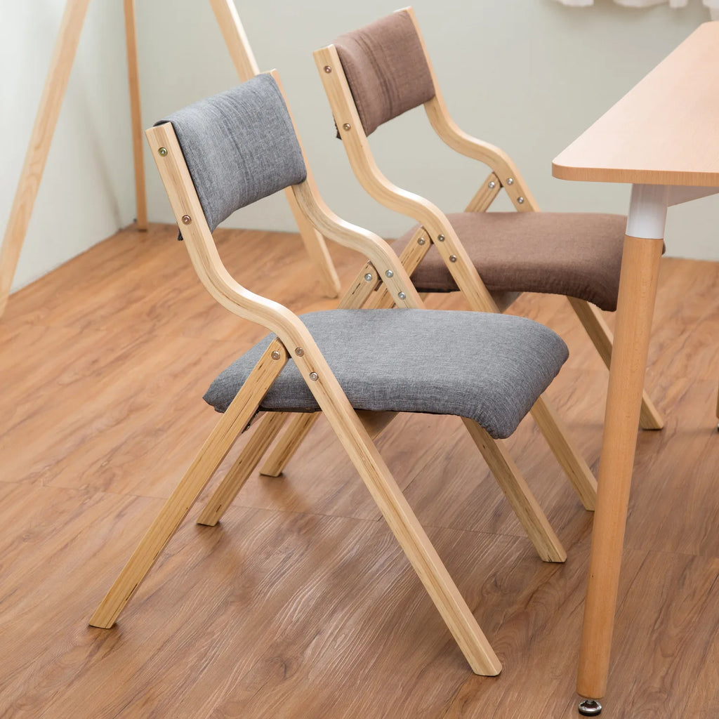 Home Solid Wood Folding Chair, Detachable Washable Wooden Seat, Multi-Purpose Desk & Casual Chair, Lightweight Portable