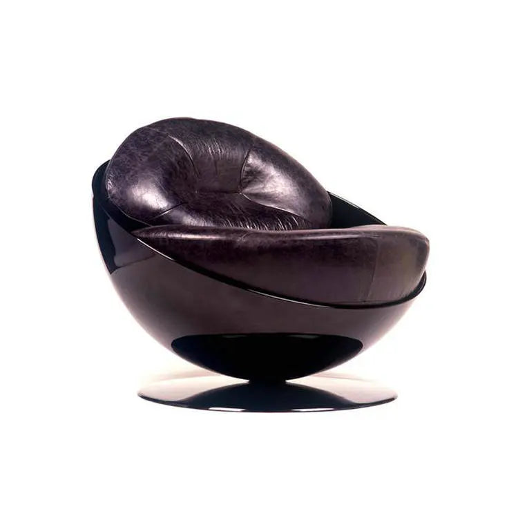 #Italian Luxury Faux Leather Swivel Accent Arm Chair Living Room Fiberglass Round Ball Shaped Lazy Lounge Chair for Hotel Villa