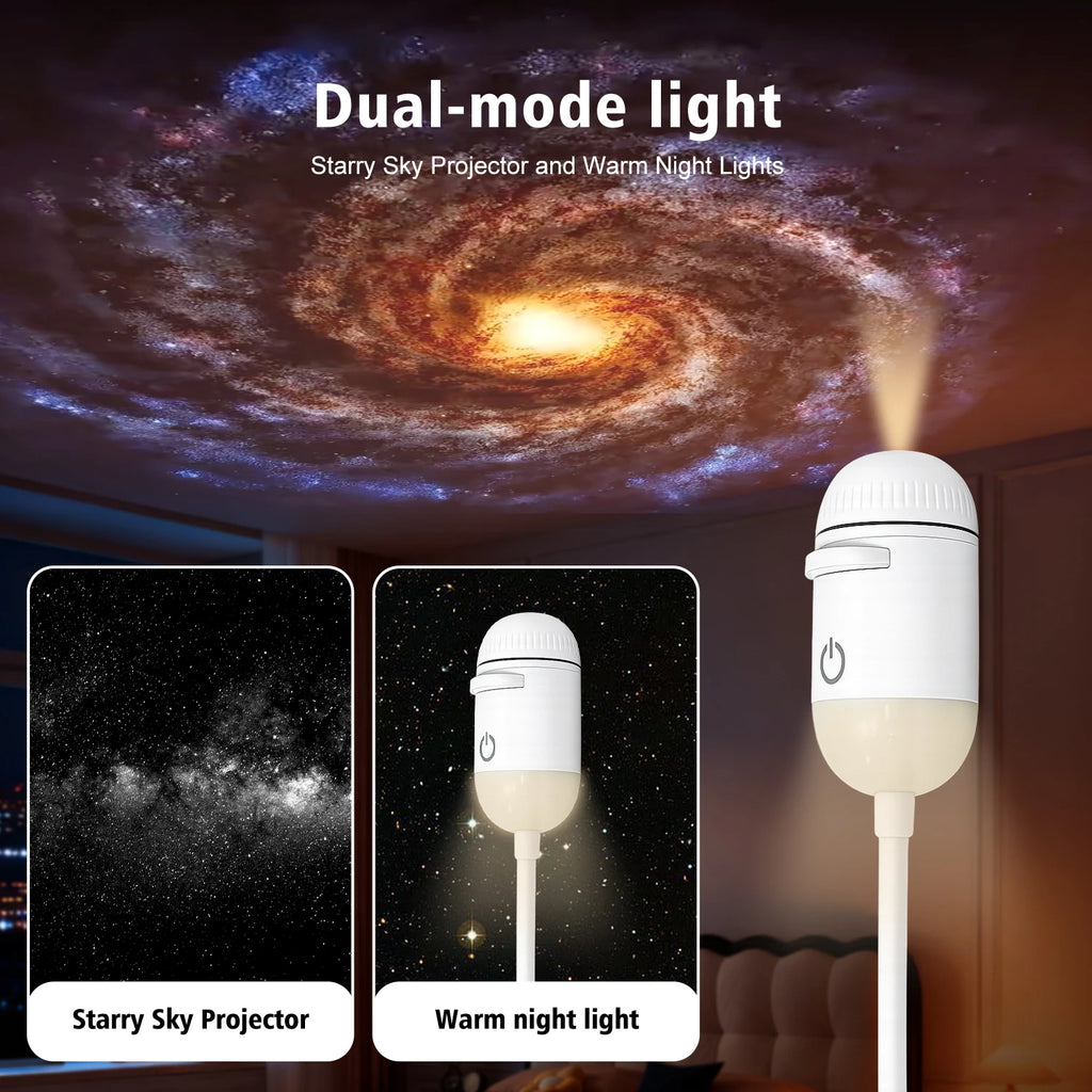 Salange 2-in-1 USB Galaxy Projector Night Light Starry Sky Projetors Lamp Manual Focus For Holiday Atmosphere/Photo Scenarios