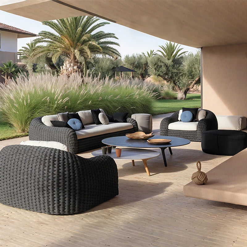 All-weather modern leisure outdoor furniture aluminum frame combination courtyard garden sofa set