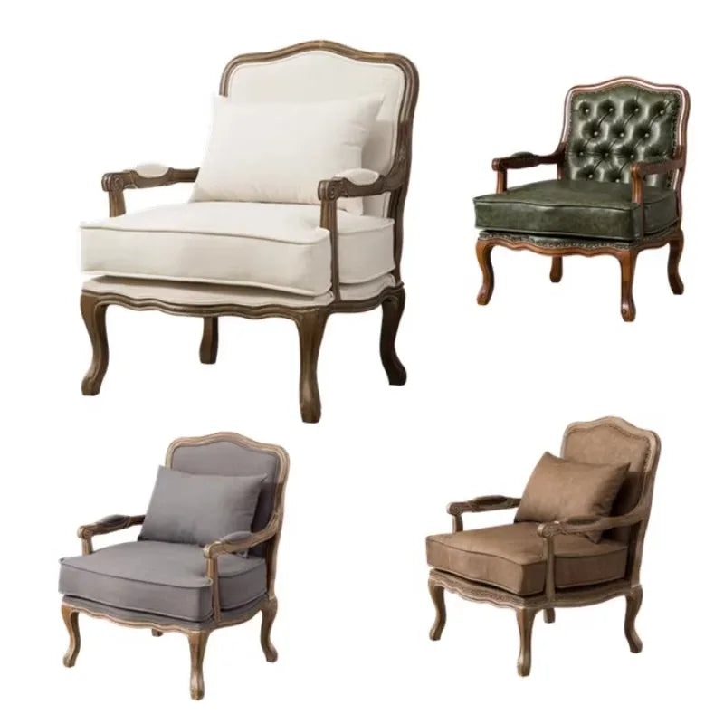 European and American solid wood retro sofa chair single leisure coffee shop to negotiate tiger chair bed and breakfast