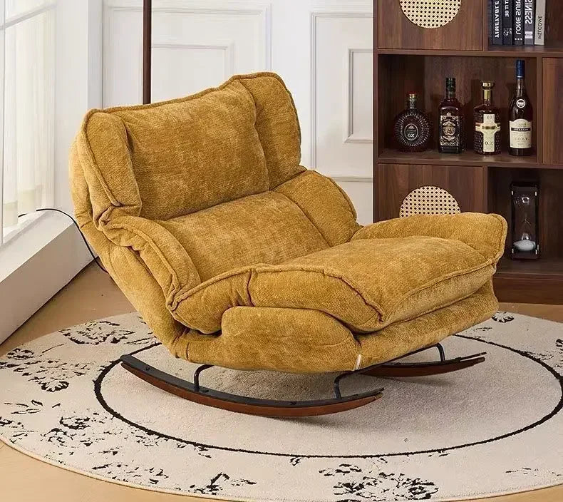 Rocking chair Lazy sofa Adjustable folding single sofa chair Home leisure bedroom Balcony lunch break recliner