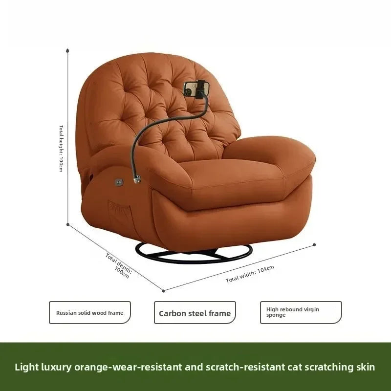 LZ X LazySofa Single Recliner Electric Space Capsule Rocking Chair Eco-Leather Lounge Living Room Suitable Sitting Reclining Sle
