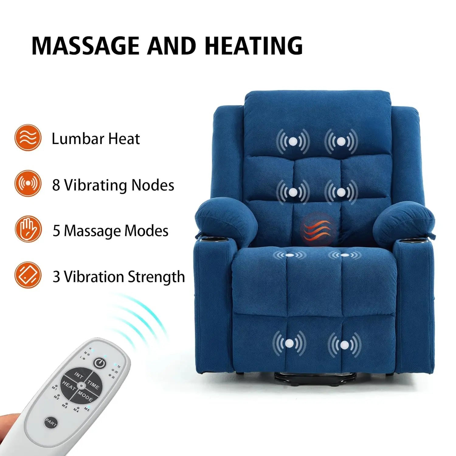 #Electric Power Lift Recliner with Massage & Heat USB Type-C Cup Holders Infinite Position for Elderly, Customized