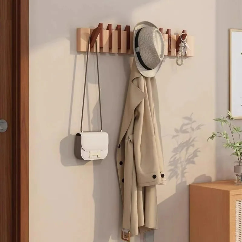 Light Luxury Living Room Wall Clothes Rack Wall-mounted Clothes Hanger Solid Wood Shelves Storage Home Organization and Storage