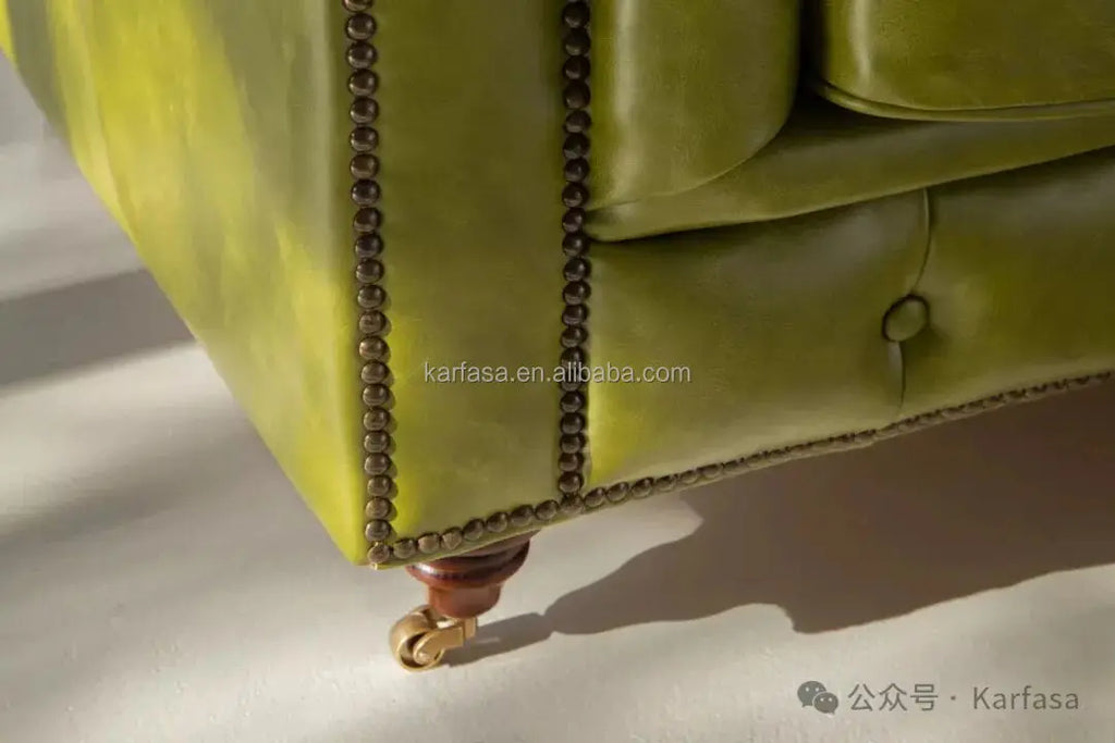 Classic Genuine Leather Single Sofa Wood Frame European-American Design for Living Room Office | High Quality Luxury Furniture