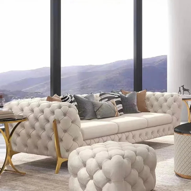Light luxury soft bag buckle living room combination sofa simple high-end sofa