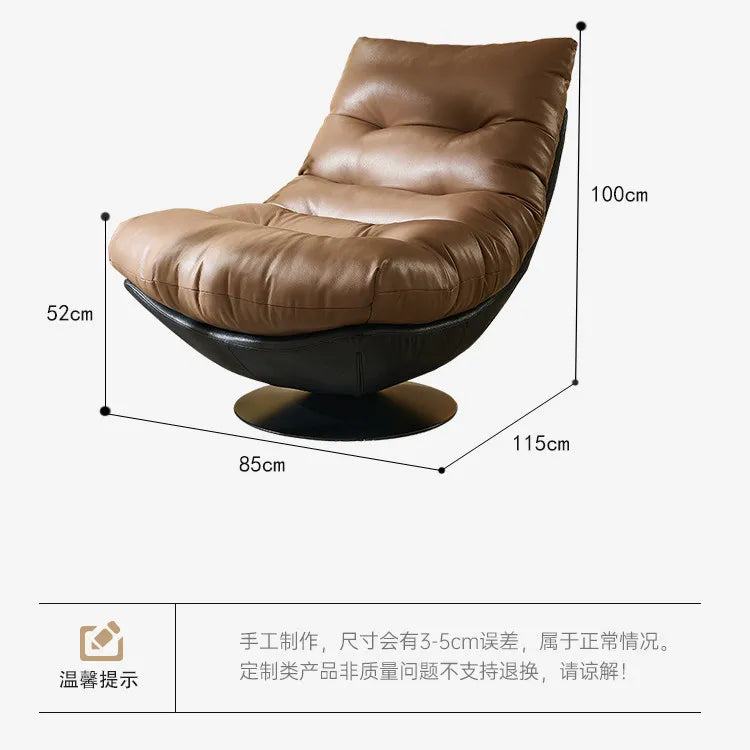 Italian minimalist sofa chair single leather art rotating leisure chair living room high-end single chair