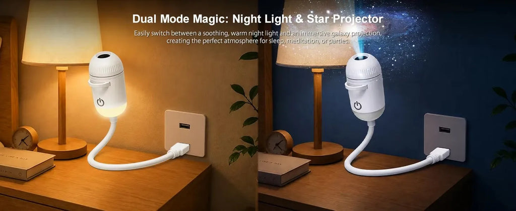 360° Flexible Galaxy Star Projector Ambient Light 30-in-1 Planetarium Night Light USB LED Ceiling Lamp for Bedroom Home Decor