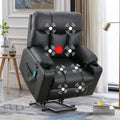 Electric Power Lift Recliner Chair with Massage Heat for Elderly, 3 Positions, USB, Cup Holders, Faux Leather