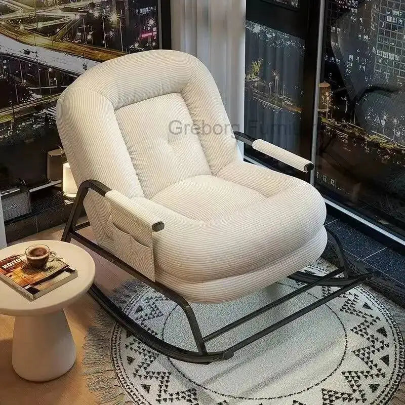 Thickened Carbon Steel Living Room Chairs Nordic Simple Recliner Rocking Chairs Comfy Luxury Woonkamer Stoelen Home Furniture