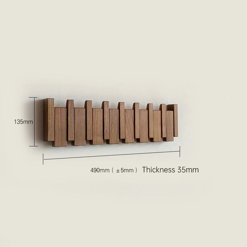 Walnut Wood Coat Rack Hook Wall-Mounted Hidden Decoration Hook Hanger Foldable Bedroom Closets Wooden Wall Shelf Home Decor