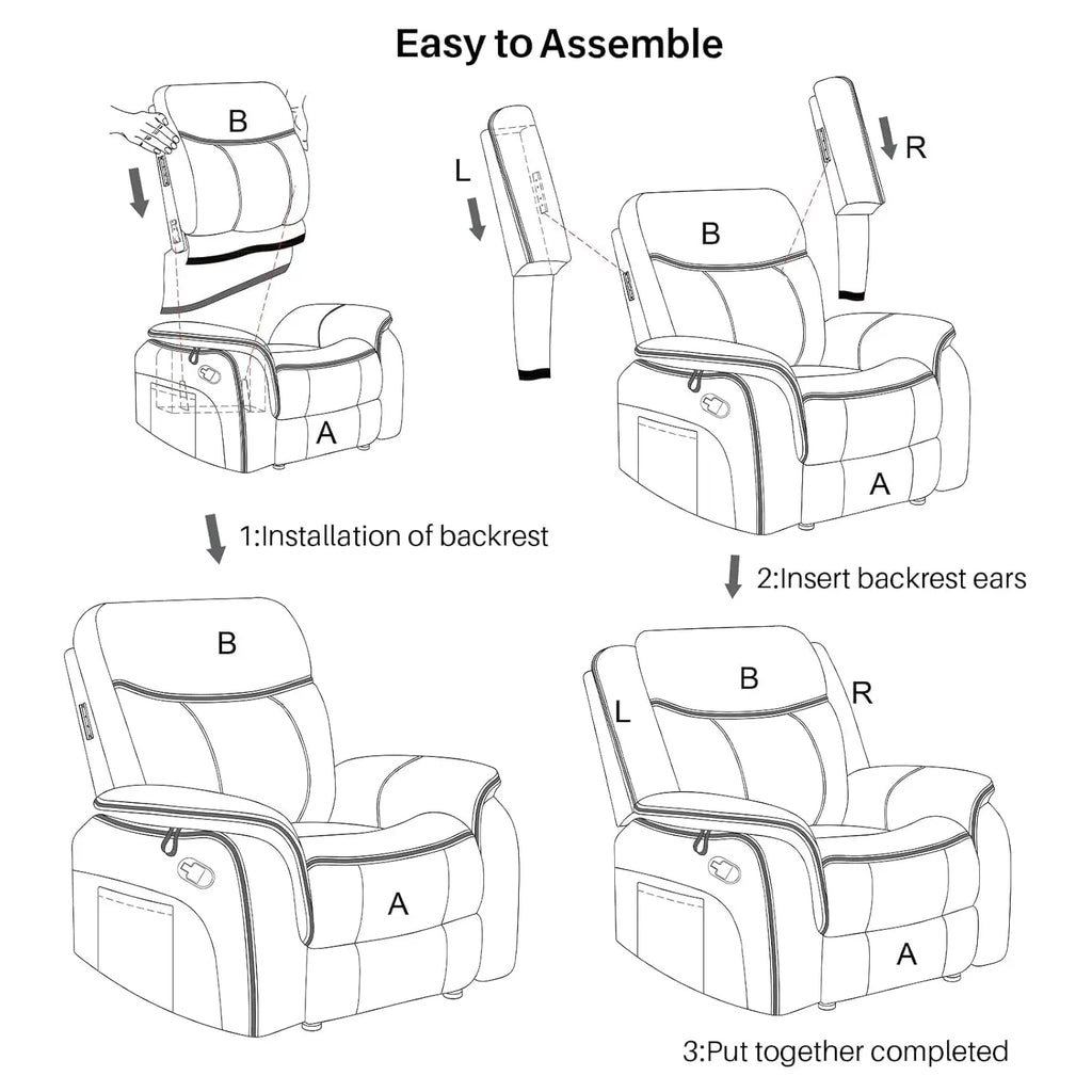 39" Wide Manual Massage Recliner with Heat, Faux Leather Ergonomic Lounge Chair, Overstuffed Wall Hugger for Living Room, Custom