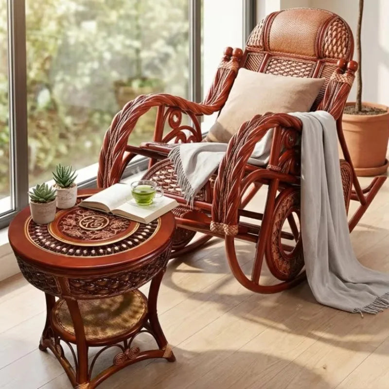 b25 living room real vine can sit rattan chair coffee table adult home balcony courtyard lazy leisure rocking chair