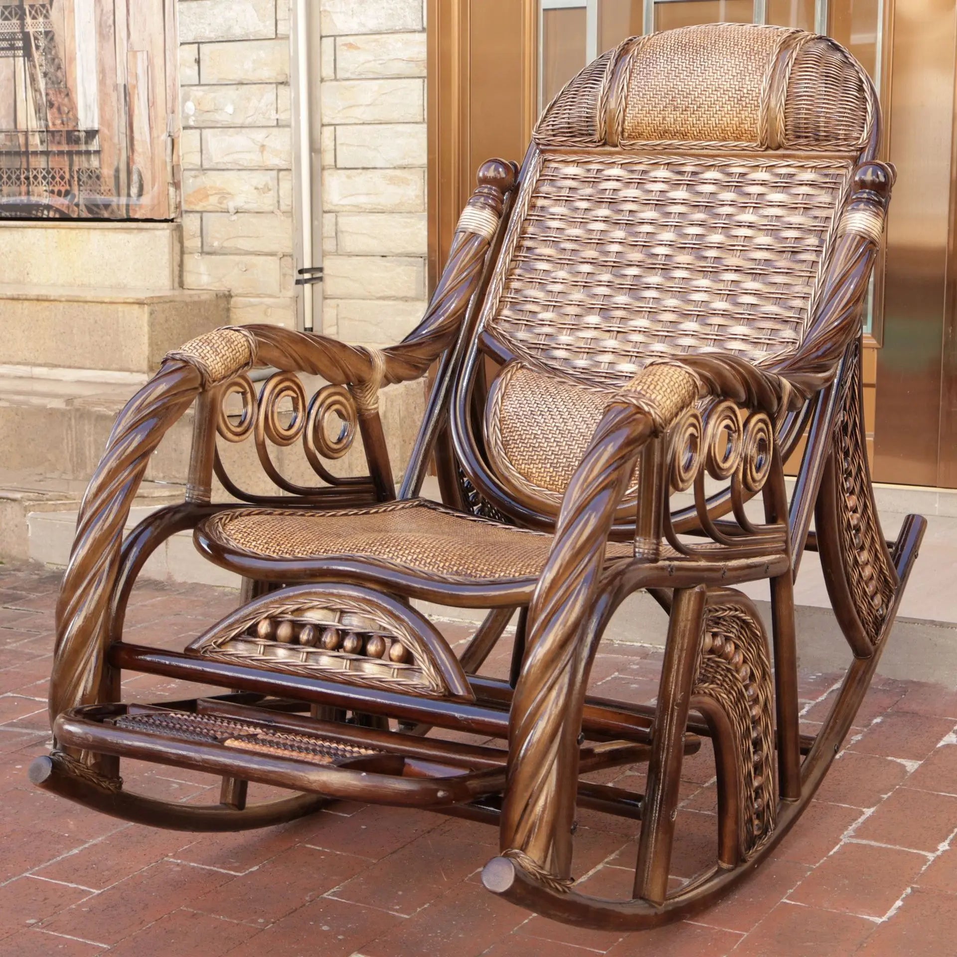 New Chinese style carefree courtyard lunch break with stretching massage pedal rocking chair