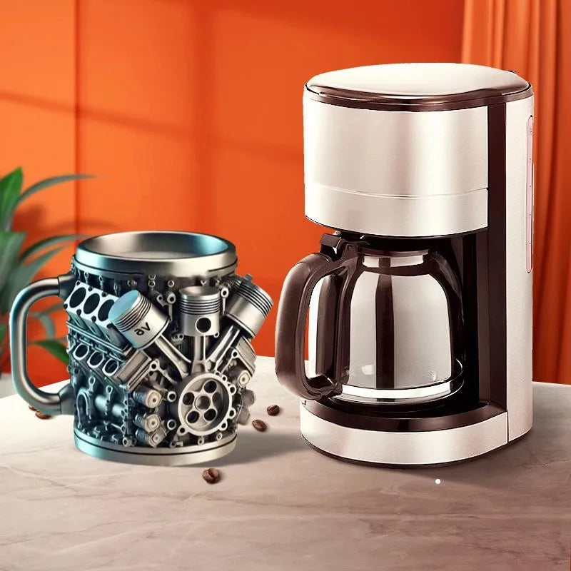 1 Piece Resin V6 Engine Mug Ornament, Simple and Unique Mechanical Engine Mug, Punk Stainless Steel Mug, Personalized Creative Mug, Great Gift