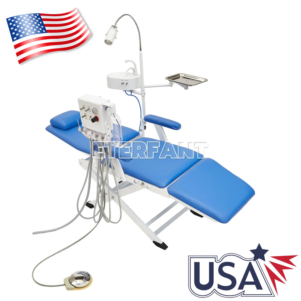 Dental Mobile Chair Black/Blue/Folding Chair with LED Light+Turbine Unit 4H PU/3Layer Trolley Cart Tool Mobile ABS with Socket
