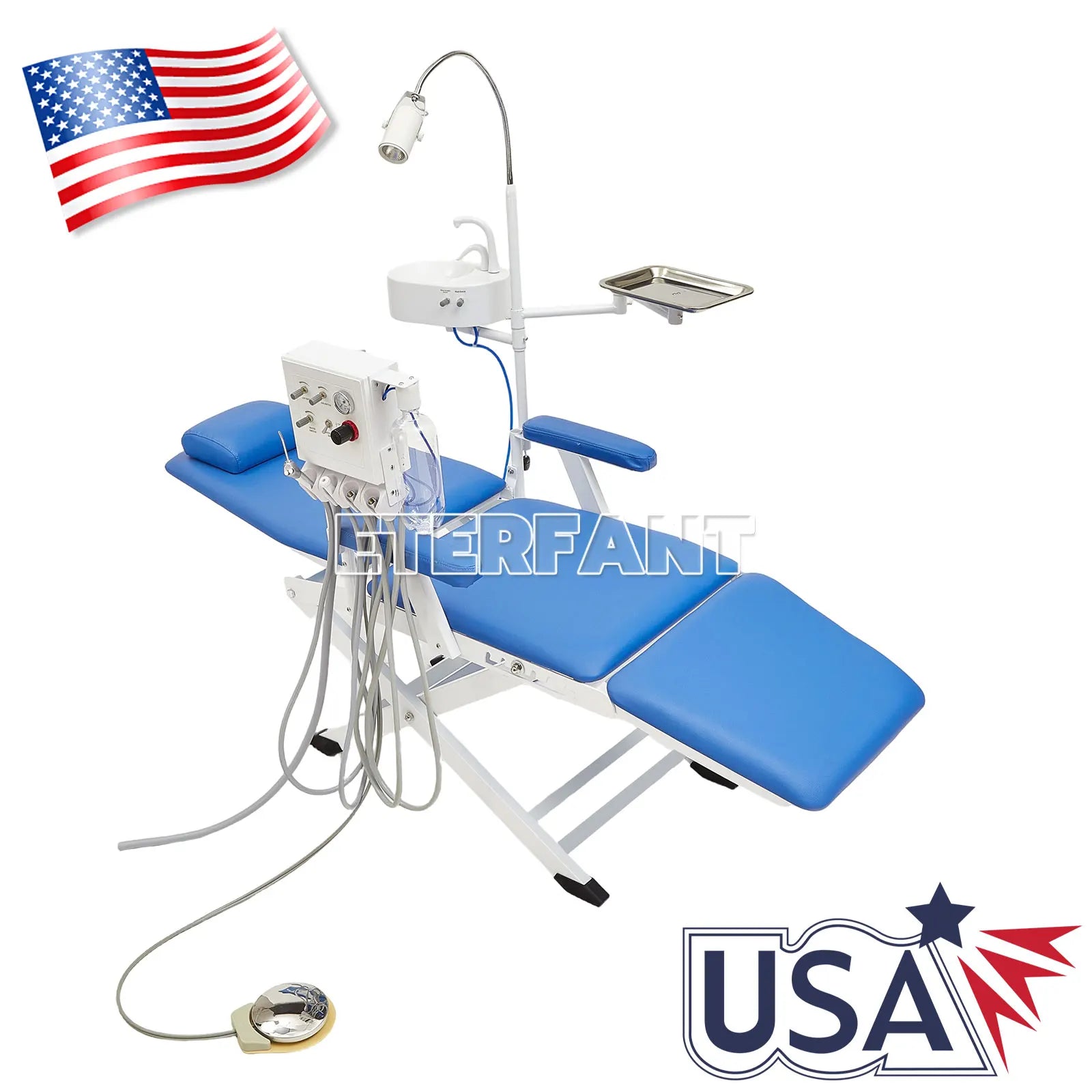 Dental Mobile Chair Black/Blue/Folding Chair with LED Light+Turbine Unit 4H PU/3Layer Trolley Cart Tool Mobile ABS with Socket