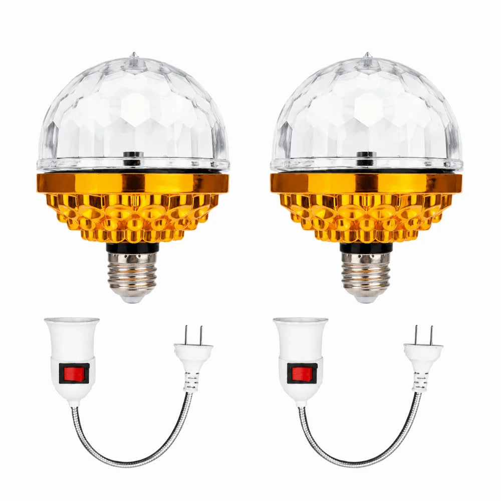 2 Pack Modern AC 85-265V LED Disco Light E27 6W Disco Ball Light Rotating Golden Magic Ball Light Party