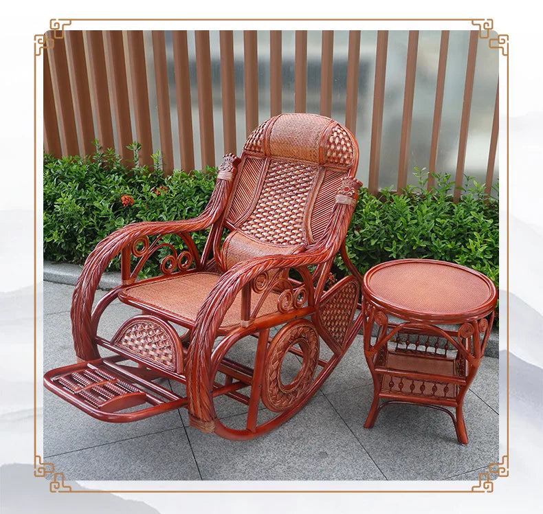 TAO Natural rattan rocking chair recliner adult balcony home leisure elderly nap chair