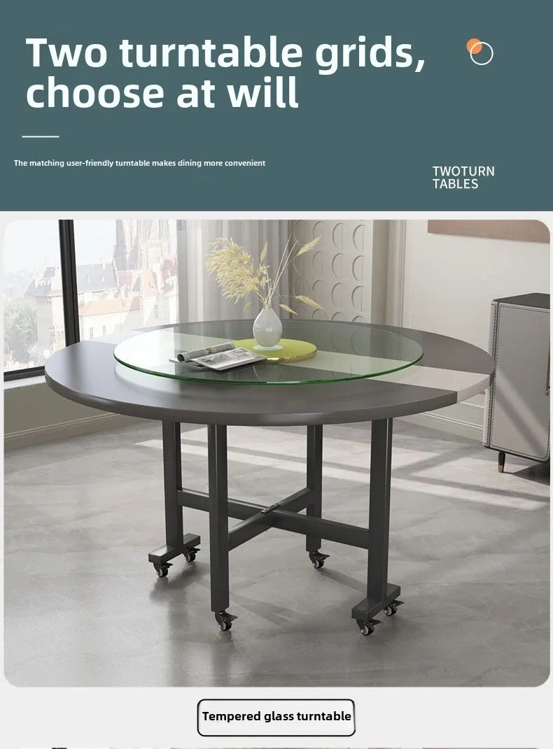 Folding dining table household 10 people small apartment foldable table rental room dining table movable Nordic simplicity
