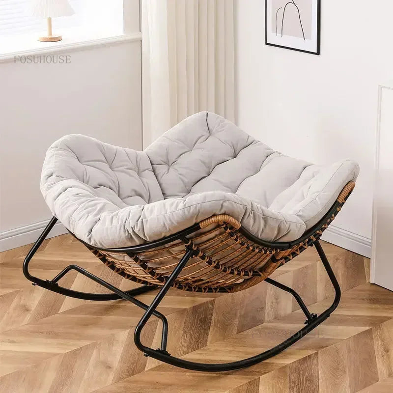 Nordic Lazy Living Room Chairs Home Balcony Rocking Chairs Reclining Sofas Rattan Sofa Leisure Rocking Chair Home Furniture