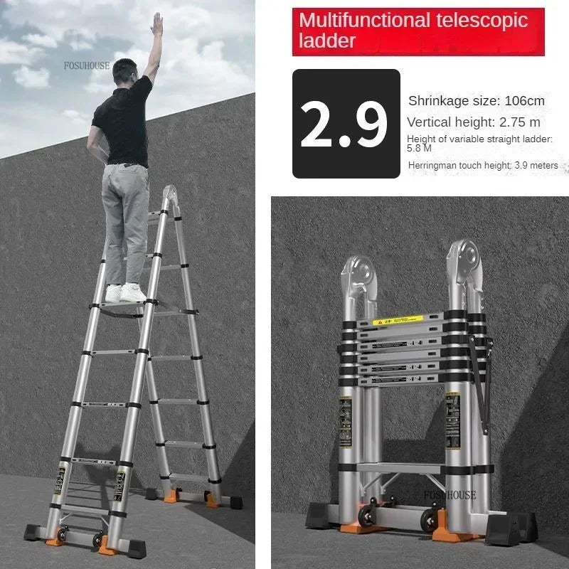 Folding Ladder for Construction Site Metal Telescopic Modern Thickened Ladders Creative Multifunctional Step Ladders for Home G