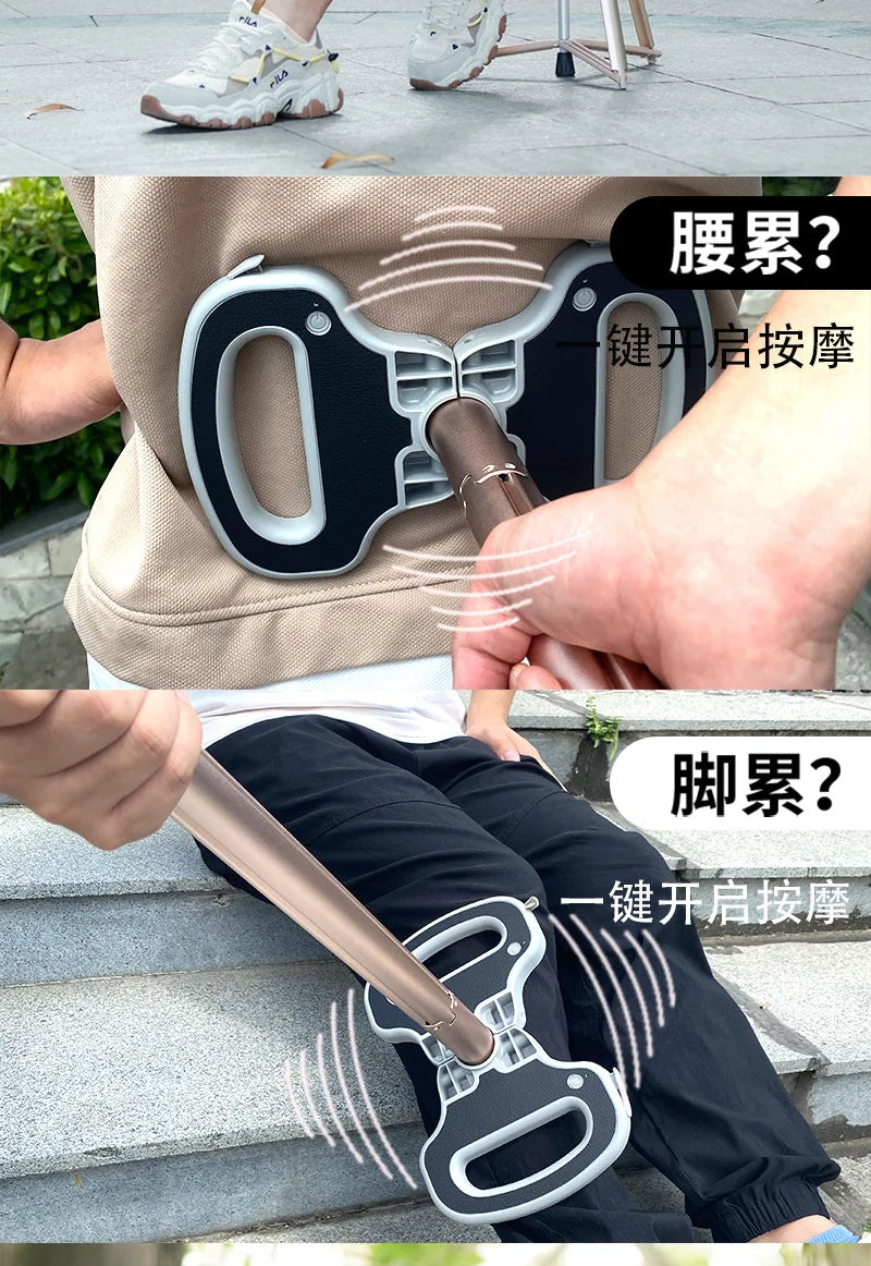 Multifunctional Hiking Pole Outdoor Portable Massage Three-legged Stool Hiking Cane Cane Stool