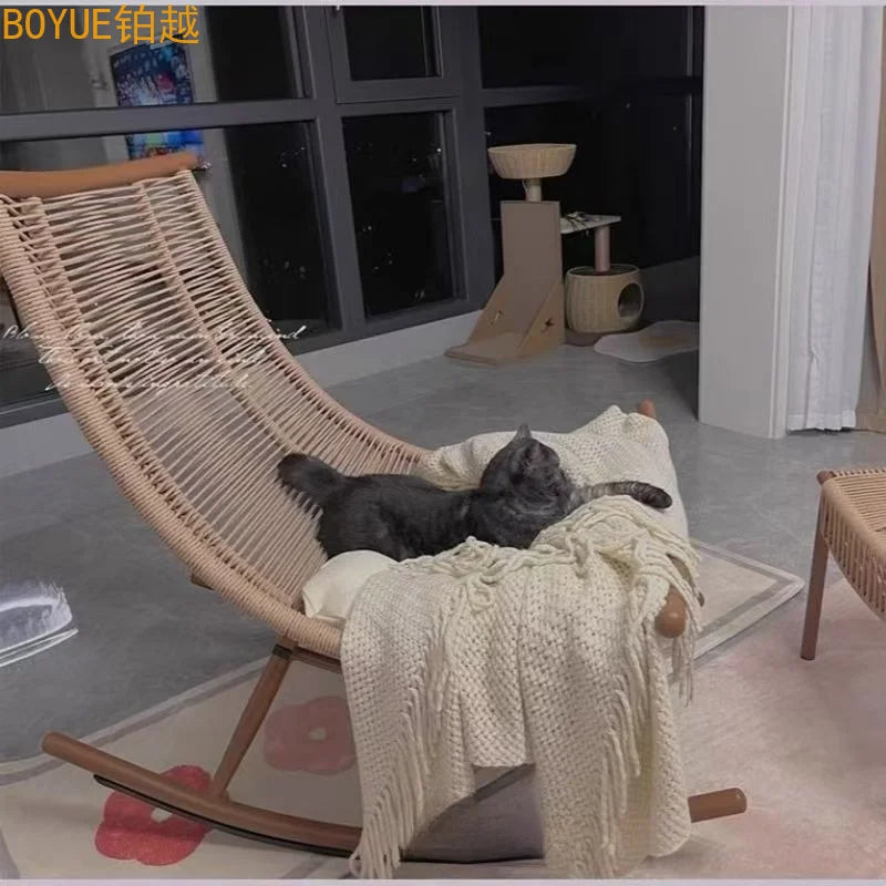 Rocking Chair Reclining Chair Adult Garden Balcony Household Nap Lazy Rocking  Elderly  Outdoor Garden Rattan Ch