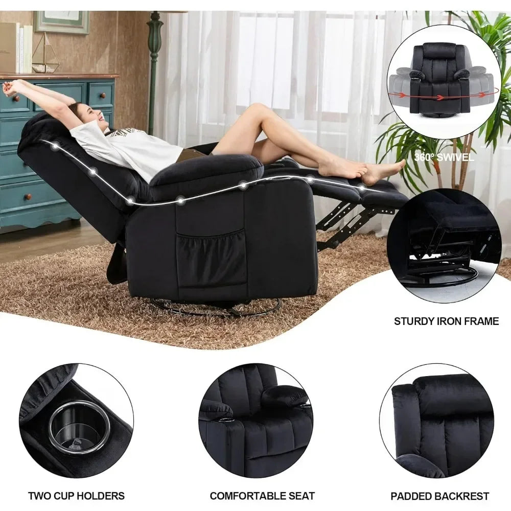 Nordic High Quality Massage Rocker With Heated 360 Lazy Boy Recliner Single Sofa Seat With Cup