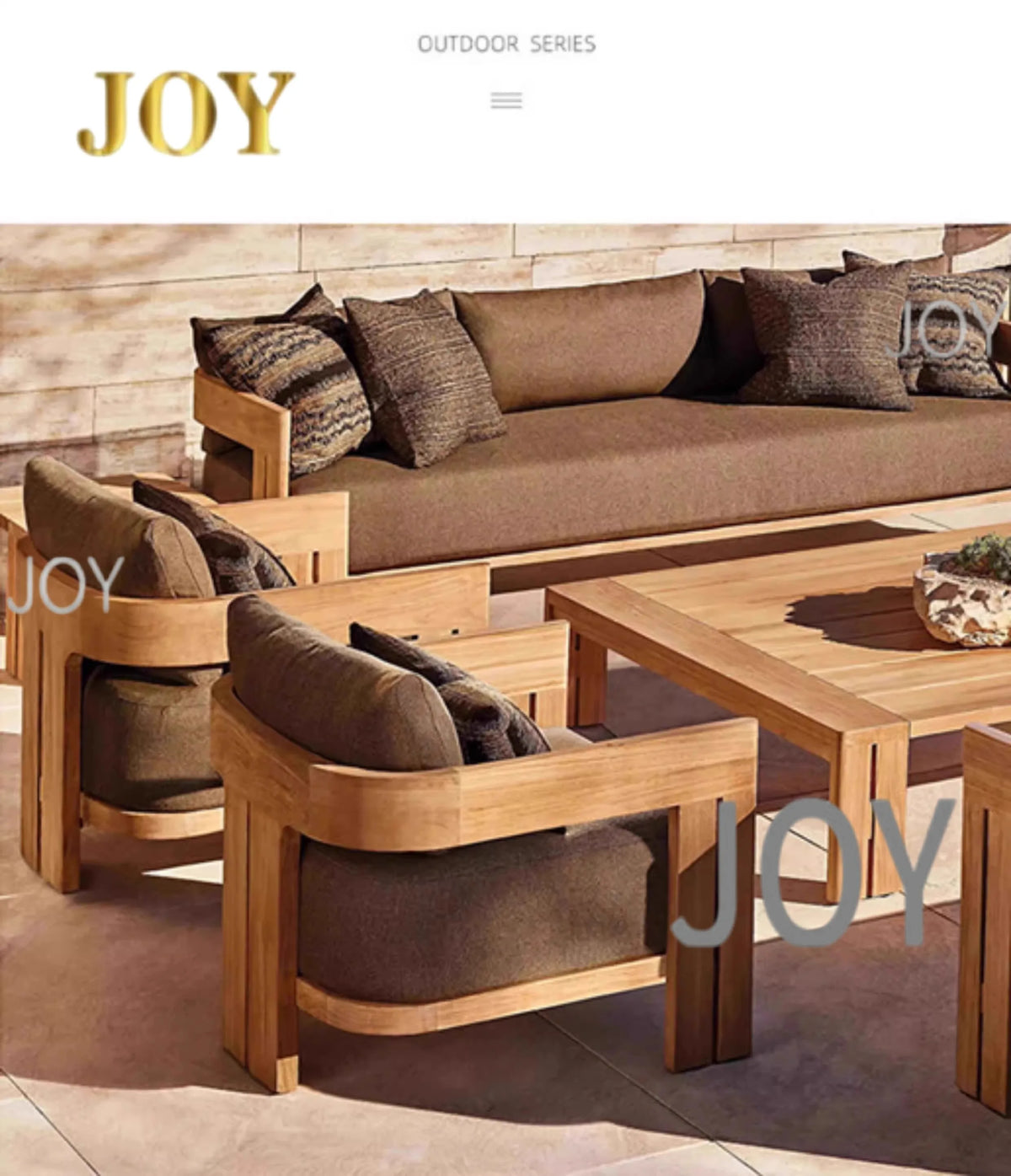 #Villa Courtyard Teak Sofa Outdoor Garden Solid Wood Outdoor Terrace Hotel Leisure Furniture Combination
